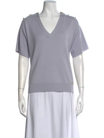 Pre-owned St John Wool V-neck Sweater In Purple