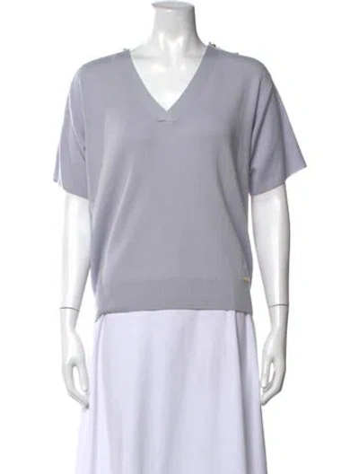 Pre-owned St John Wool V-neck Sweater In Purple