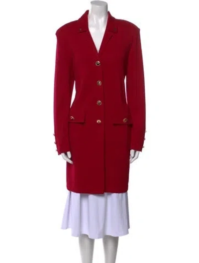 Pre-owned St John Wool V-neck Sweater In Red