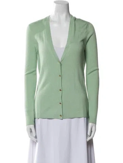 Pre-owned St John Wool V-neck Sweater W/ Tags In Green