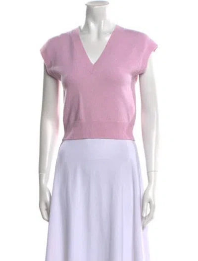 Pre-owned St John Wool V-neck Sweater W/ Tags In Pink