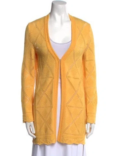 Pre-owned St John Wool V-neck Sweater In Yellow