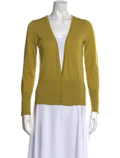 Pre-owned St John Wool V-neck Sweater In Yellow