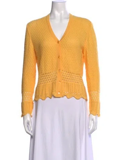 Pre-owned St John Wool V-neck Sweater In Yellow