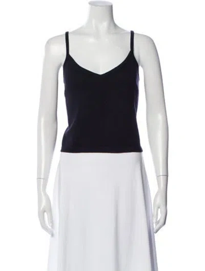 Pre-owned St John Wool V-neck Top In Black