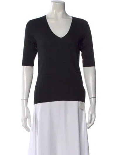 Pre-owned St John Wool V-neck Top In Black