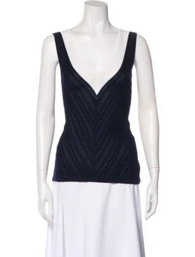 Pre-owned St John Wool V-neck Top In Black
