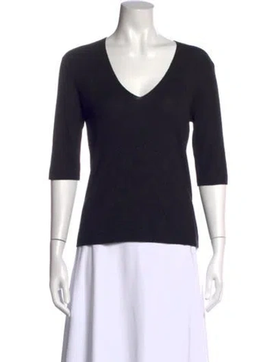Pre-owned St John Wool V-neck Top In Black