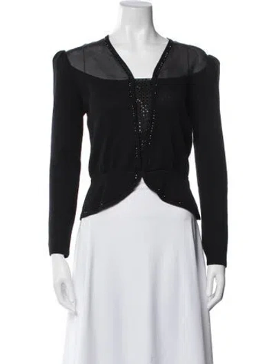 Pre-owned St John Wool V-neck Top In Black