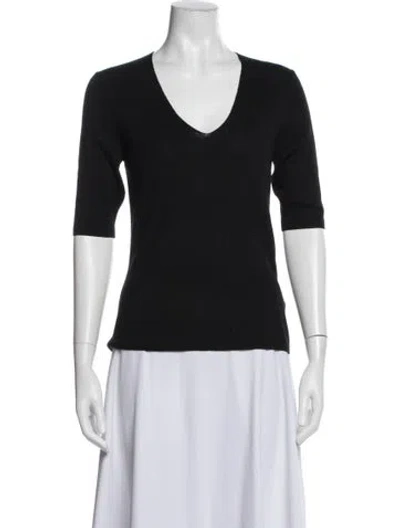 Pre-owned St John Wool V-neck Top In Blue