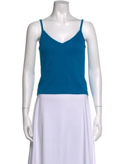 Pre-owned St John Wool V-neck Top In Blue