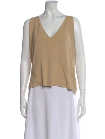 Pre-owned St John Wool V-neck Top In Brown