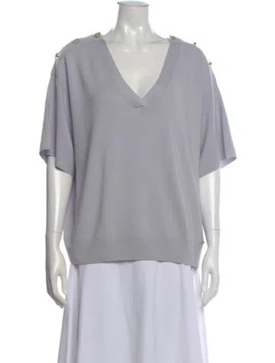 Pre-owned St John Wool V-neck Top In Gray
