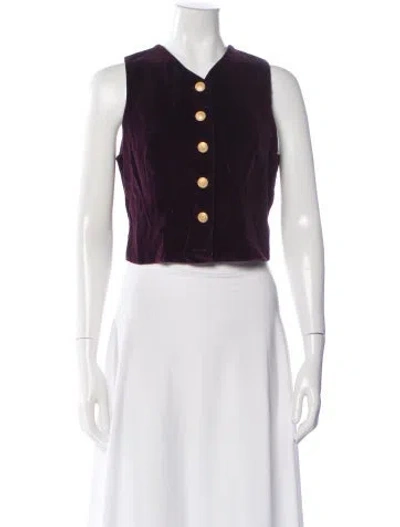 Pre-owned St John Wool V-neck Top In Purple
