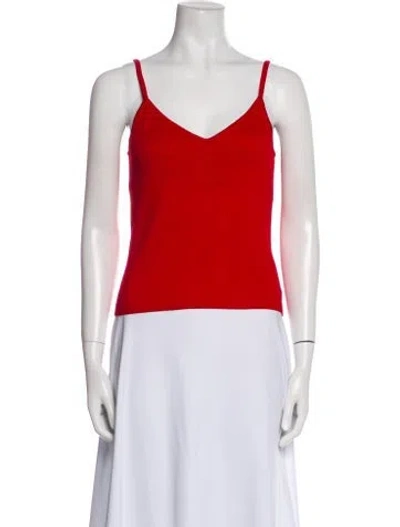 Pre-owned St John Wool V-neck Top In Red