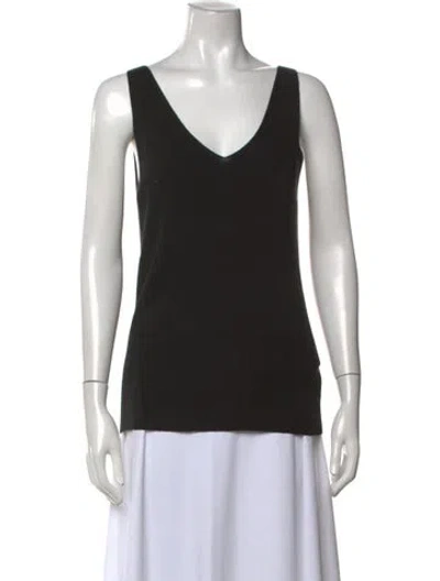 Pre-owned St John Wool V-neck Top W/ Tags In Black