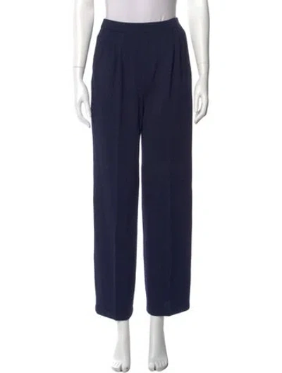 Pre-owned St John Wool Wide Leg Pants In Blue