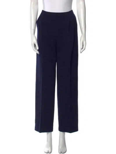 Pre-owned St John Wool Wide Leg Pants In Blue