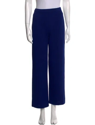 Pre-owned St John Wool Wide Leg Pants In Blue