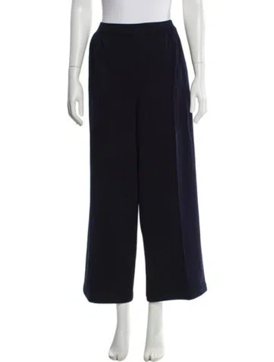 Pre-owned St John Wool Wide Leg Pants In Blue