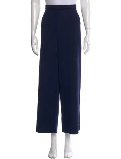 Pre-owned St John Wool Wide Leg Pants In Blue