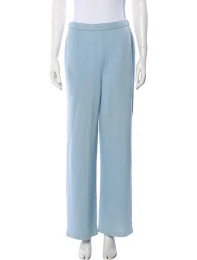 Pre-owned St John Wool Wide Leg Pants In Blue