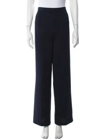 Pre-owned St John Wool Wide Leg Pants In Blue