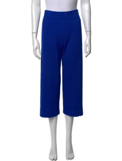 Pre-owned St John Wool Wide Leg Pants In Blue
