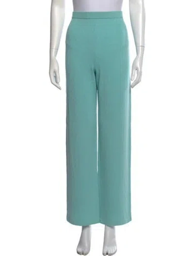 Pre-owned St John Wool Wide Leg Pants In Blue/green
