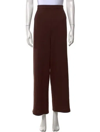 Pre-owned St John Wool Wide Leg Pants In Brown