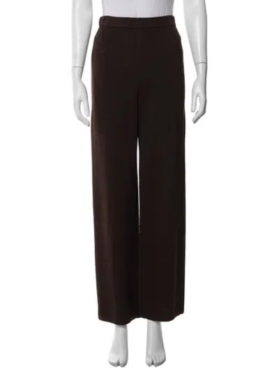 Pre-owned St John Wool Wide Leg Pants In Brown