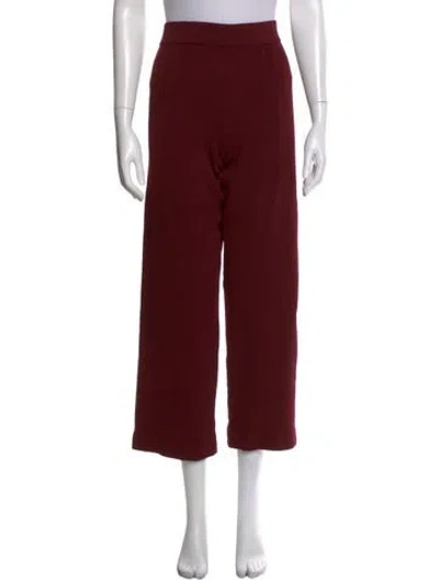 Pre-owned St John Wool Wide Leg Pants In Burgundy