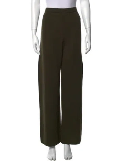 Pre-owned St John Wool Wide Leg Pants In Green