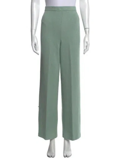 Pre-owned St John Wool Wide Leg Pants In Green