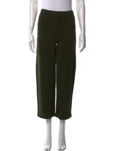 Pre-owned St John Wool Wide Leg Pants In Green