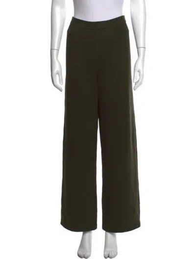 Pre-owned St John Wool Wide Leg Pants In Green