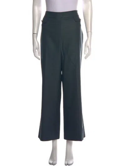 Pre-owned St John Wool Wide Leg Pants In Green