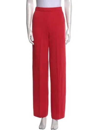 Pre-owned St John Wool Wide Leg Pants In Red