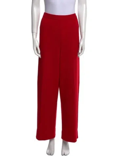 Pre-owned St John Wool Wide Leg Pants In Red
