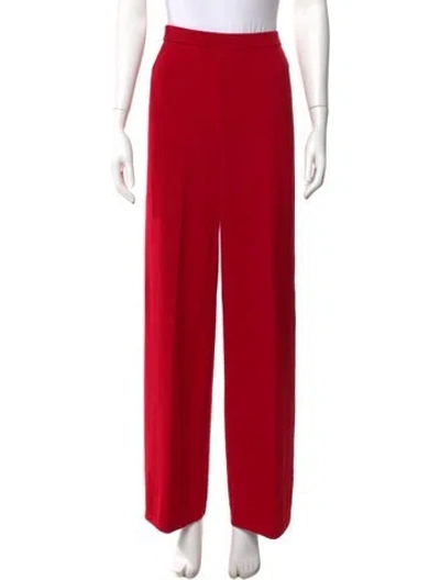 Pre-owned St John Wool Wide Leg Pants In Red