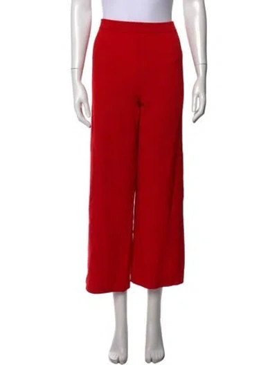 Pre-owned St John Wool Wide Leg Pants In Red
