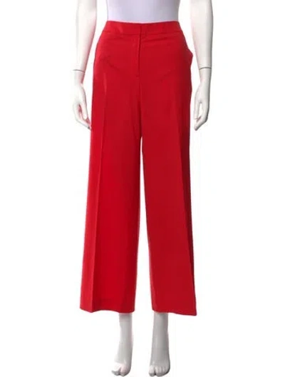 Pre-owned St John Wool Wide Leg Pants In Red