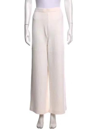 Pre-owned St John Wool Wide Leg Pants In White