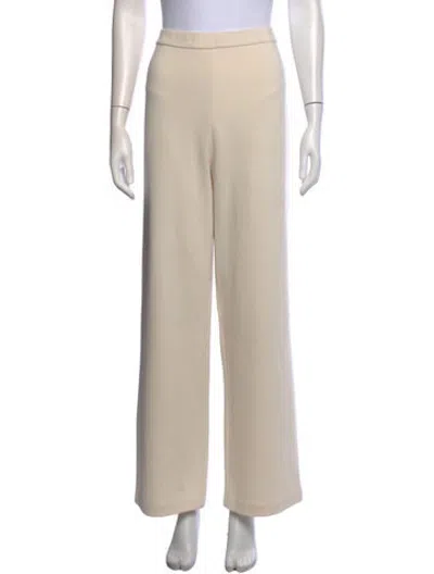 Pre-owned St John Wool Wide Leg Pants In White