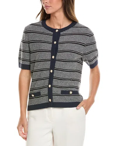 St John St. John Wool-blend Cardigan In Blue