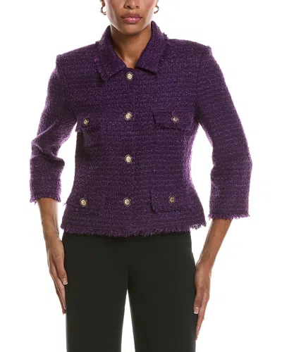 St John St. John Wool-blend Tweed Jacket In Purple