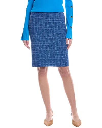 St John Woven Knit Skirt In Blue