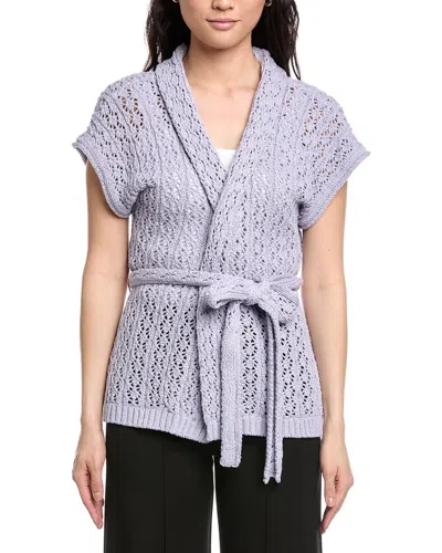 St John St. John Wrap Belted Cardigan In Purple