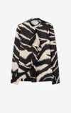 St John Zebra Print Blouse In Pink Blush/black Multi
