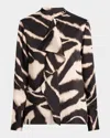 St John Zebra Print Blouse In Black Pattern